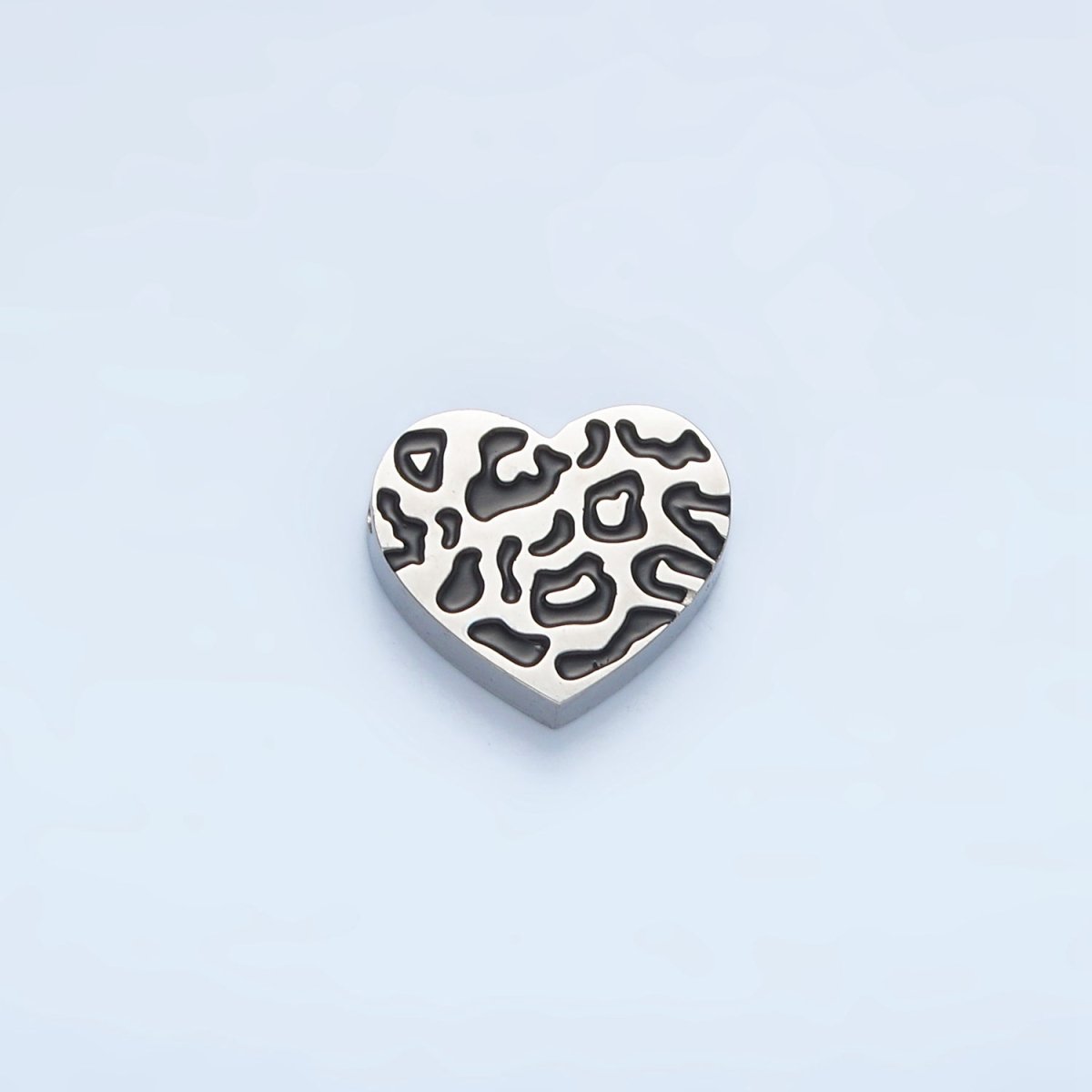 Stainless Steel 11mm Cheetah Print Heart Bead in Gold & Silver | B466