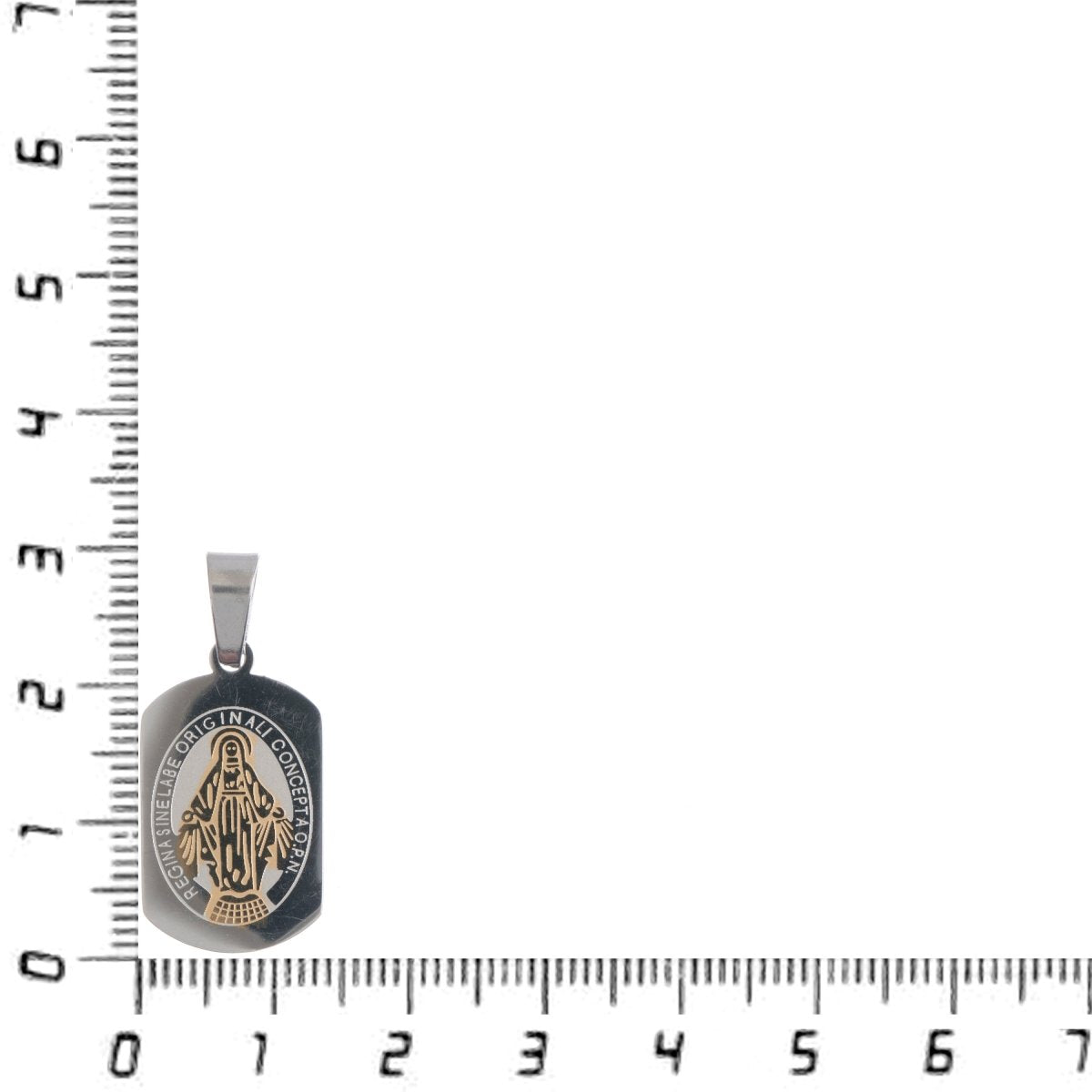 Dainty Stainless Steel Regina Sine Latin Roman Catholic Miraculous Lady Medal Charm Pendant J-469 - DLUXCA