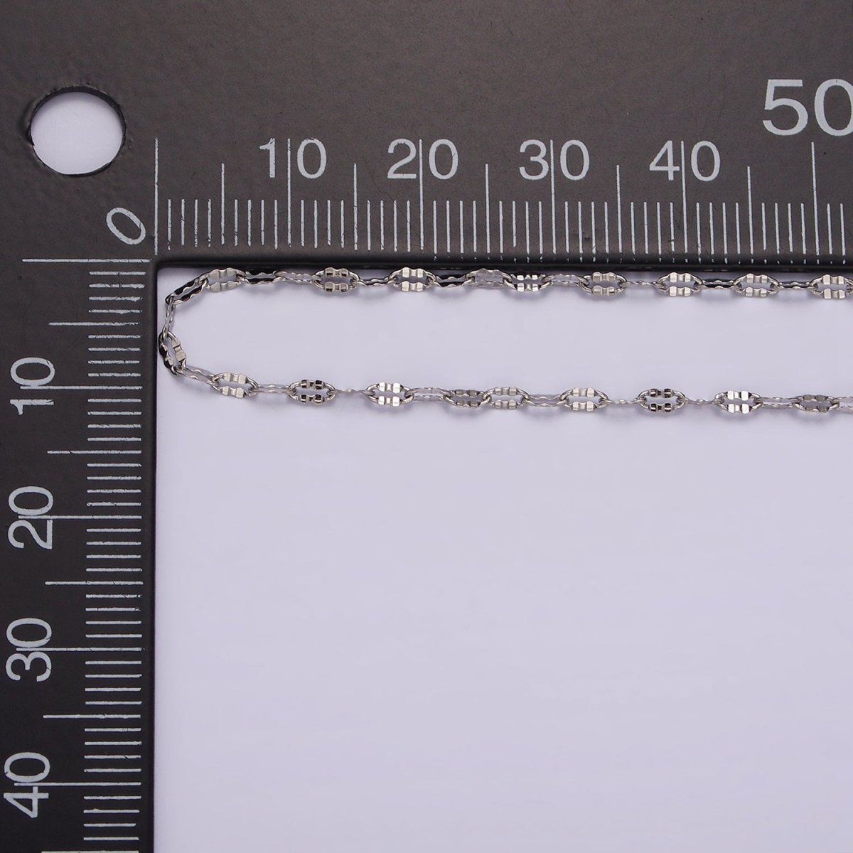 Dainty Stainless Steel Sunburst Diamond Cut Cable Chain Necklace 18 inch in Silver | WA-2392 - DLUXCA