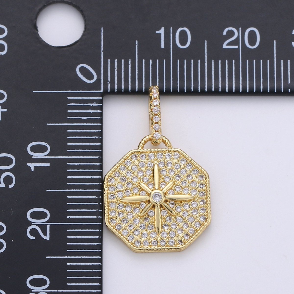 Dainty Starburst Charms Pendants -Micro Pave CZ North Star Burst Charm 24K Gold Filled Celestial Charm, Necklace Bracelet Supply I-724 - DLUXCA