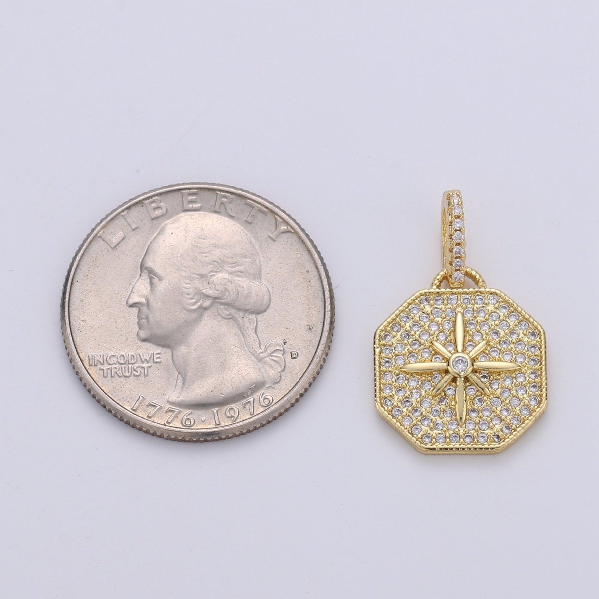 Dainty Starburst Charms Pendants -Micro Pave CZ North Star Burst Charm 24K Gold Filled Celestial Charm, Necklace Bracelet Supply I-724 - DLUXCA