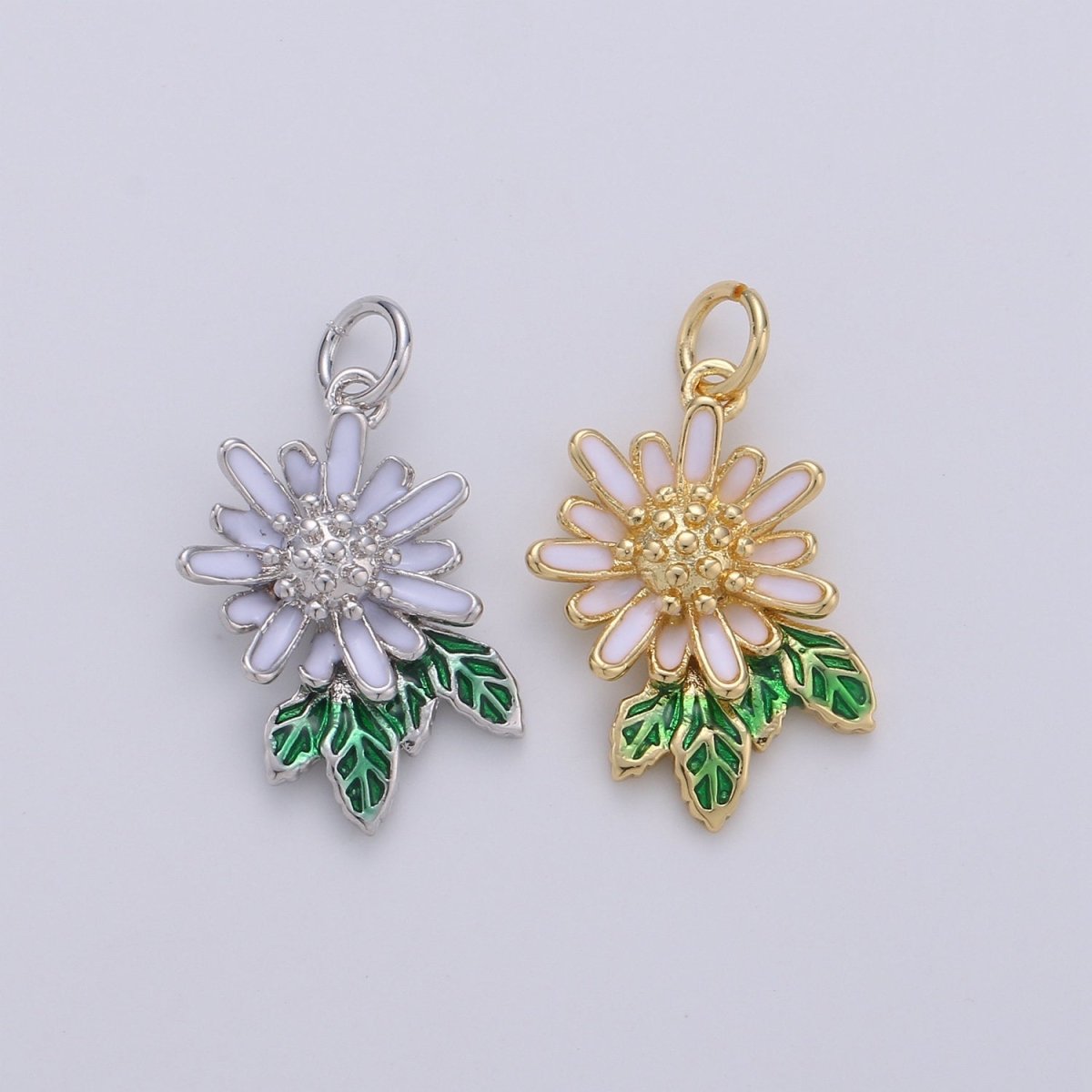 Dainty Sun Flower Charms Enamel Gold Plated for Bracelet Necklace Earring Component Summer Jewelry Flower Floral Pendant D-262 D-263