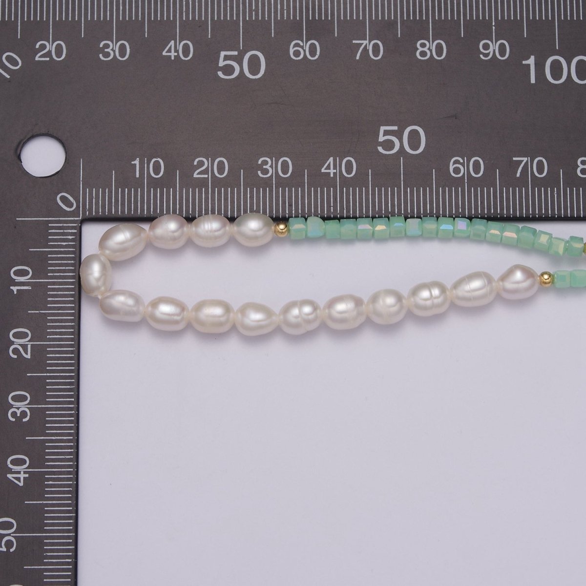 Dainty Teal Bead Freshwater Pearl Beaded Necklace, Seed Bead Jewelry, Gifts for Her | WA-446 Clearance Pricing