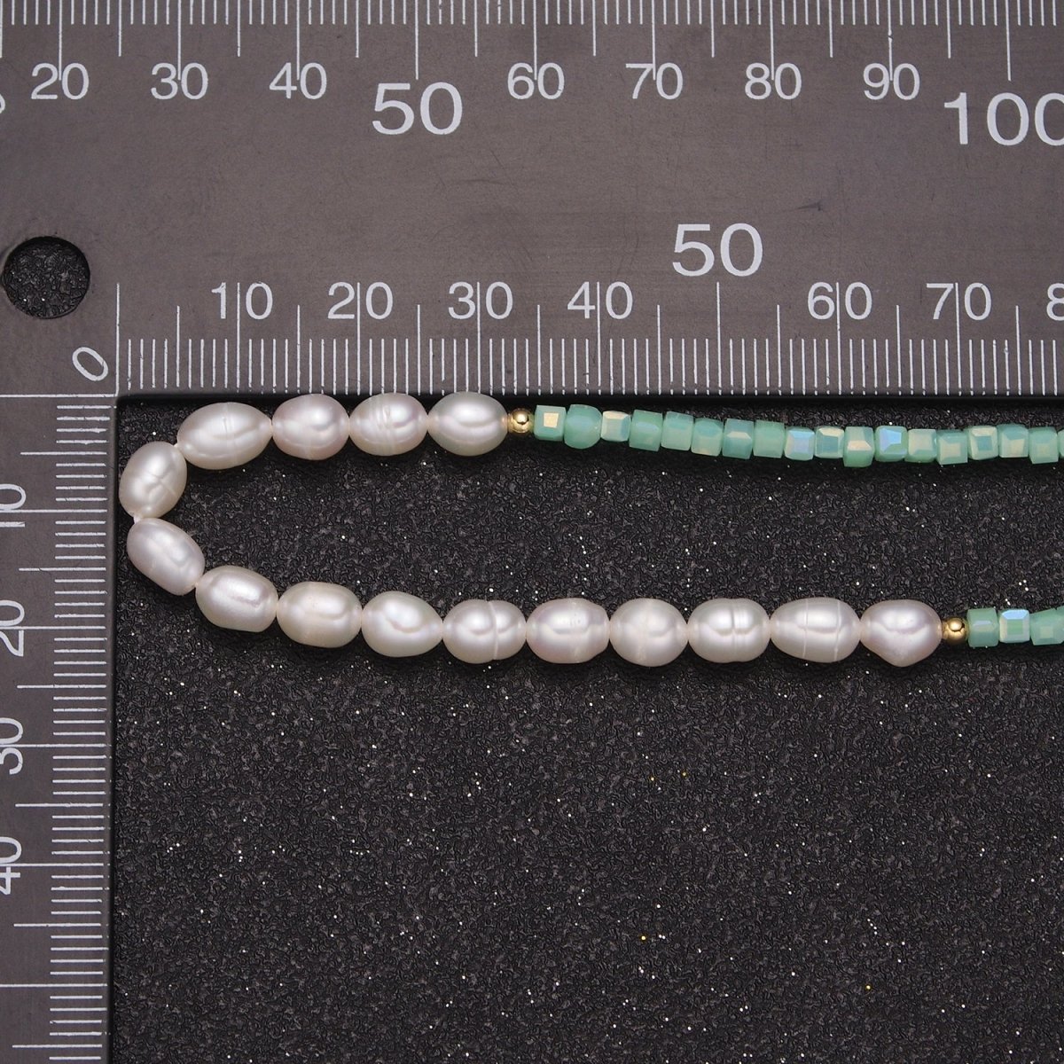 Dainty Teal Bead Freshwater Pearl Beaded Necklace, Seed Bead Jewelry, Gifts for Her | WA-446 Clearance Pricing