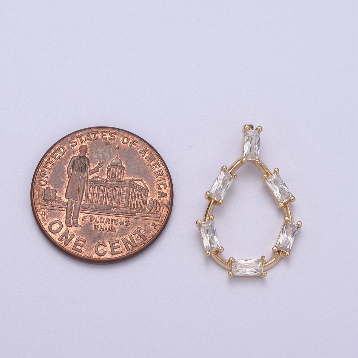 Dainty Tear Drop Baguette Cz Charm Teardrop Geometry Pendant for minimalist jewelry N-273 - DLUXCA