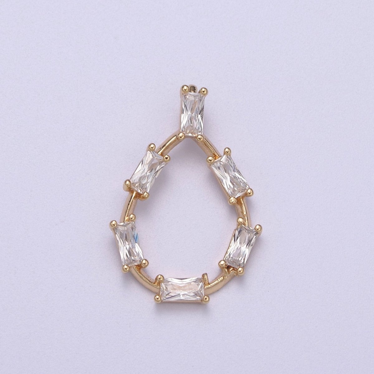 Dainty Tear Drop Baguette Cz Charm Teardrop Geometry Pendant for minimalist jewelry N-273 - DLUXCA