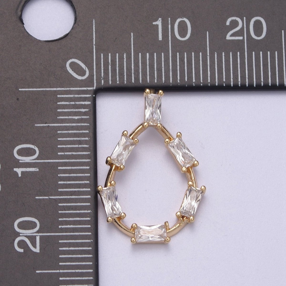 Dainty Tear Drop Baguette Cz Charm Teardrop Geometry Pendant for minimalist jewelry N-273 - DLUXCA