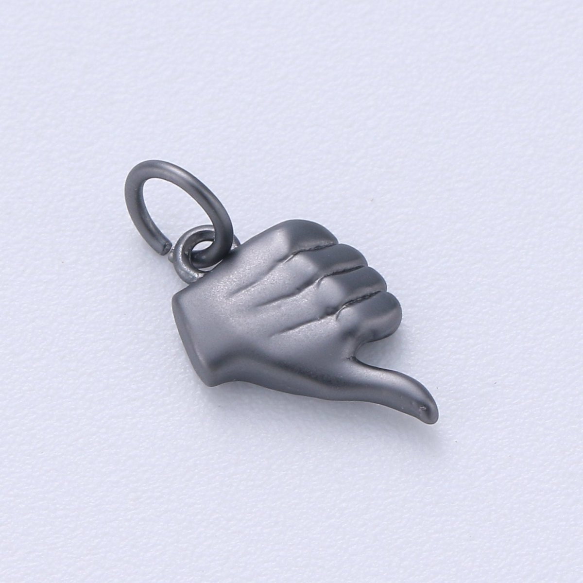 14K Gold Filled Matte Thumbs Up Hand Gesture Symbol Charm in Gold, Silver, Black | C408
