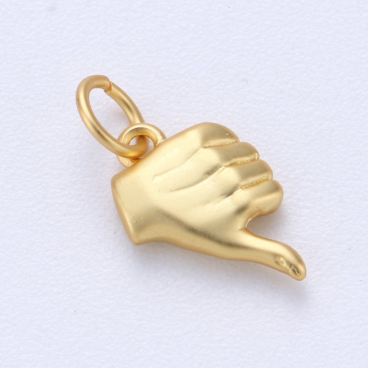 14K Gold Filled Matte Thumbs Up Hand Gesture Symbol Charm in Gold, Silver, Black | C408