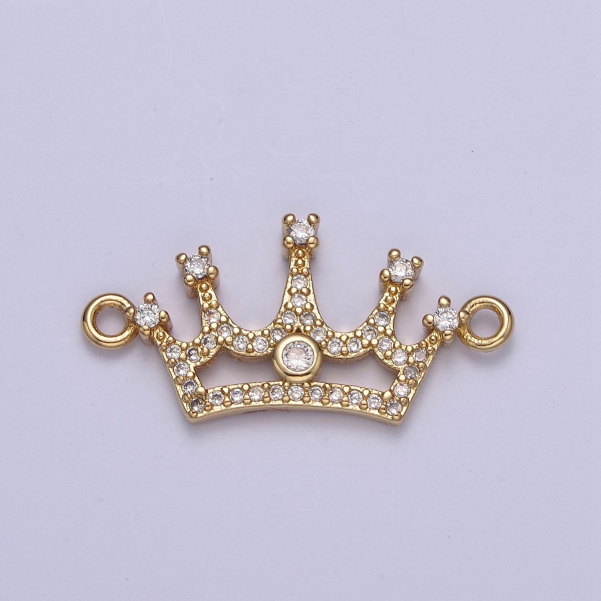 Dainty Tiara Charm Connector in 24k Gold Filled Micro Pave Princess Crown Gift Bracelet Jewelry Making Supply N-120 - DLUXCA