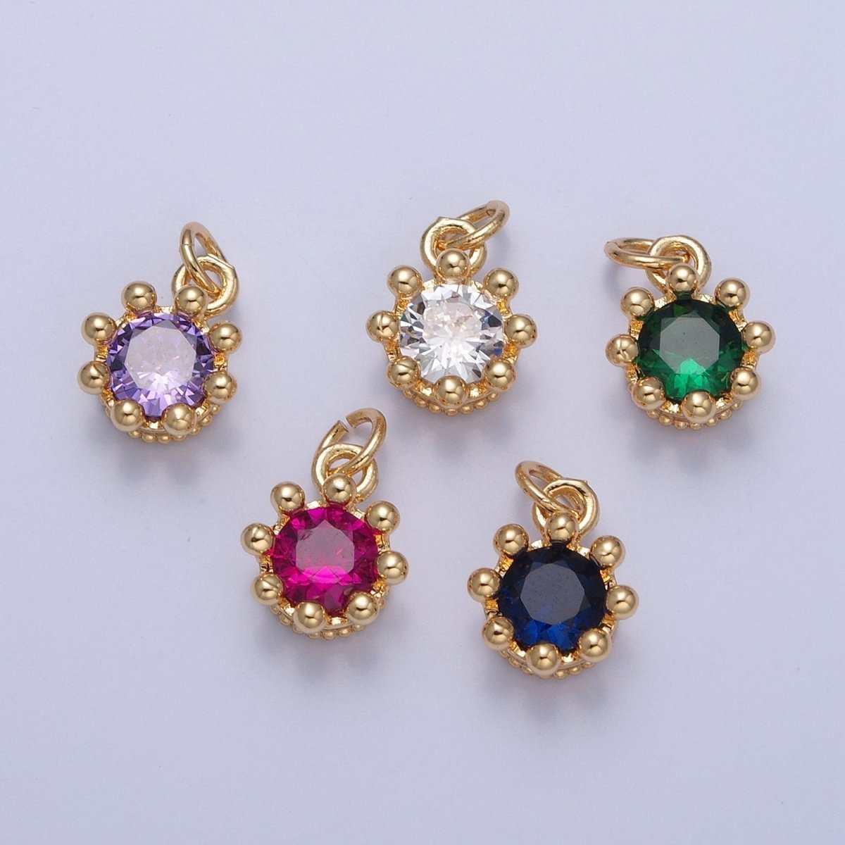 Dainty Tiny Round Cubic Zirconia Charm For Jewelry Making, X-060-X-064