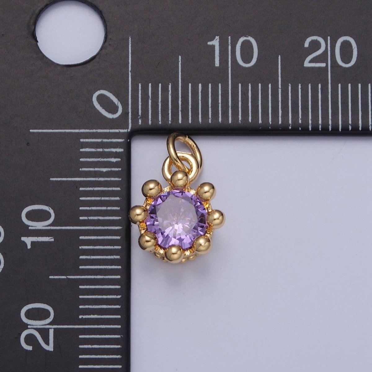 Dainty Tiny Round Cubic Zirconia Charm For Jewelry Making, X-060-X-064