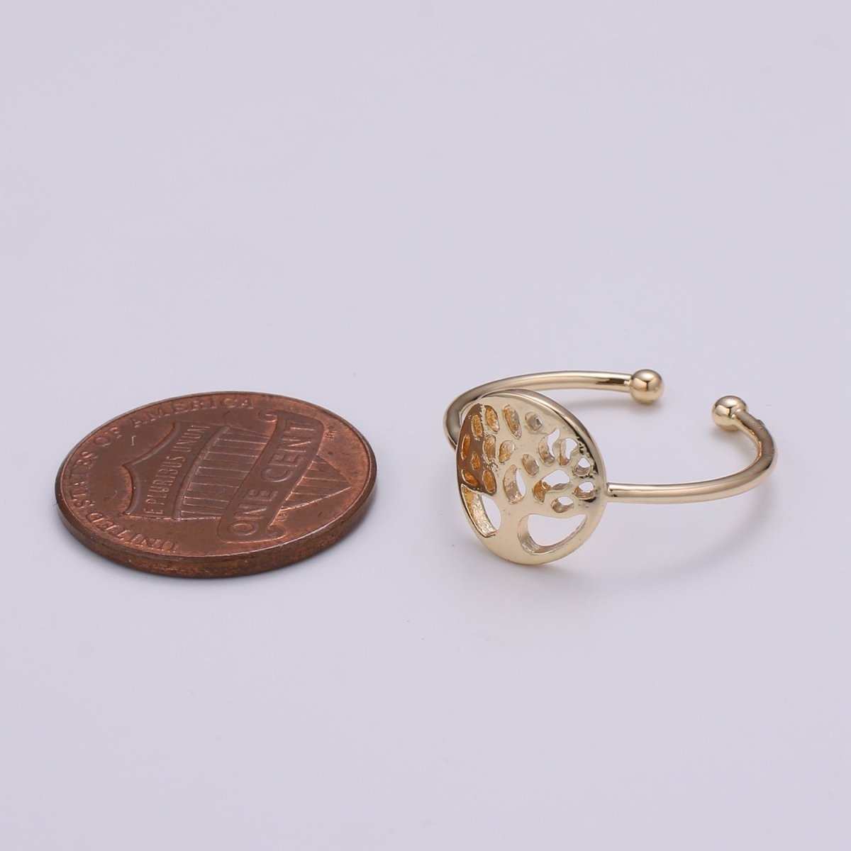 Dainty Tree Of Life Ring, Gold Tree Ring Bridesmaid Gift, Open Adjustable Ring, Stackable Ring, Midi Ring, Filigree Ring, Popular Ring R-247 - DLUXCA
