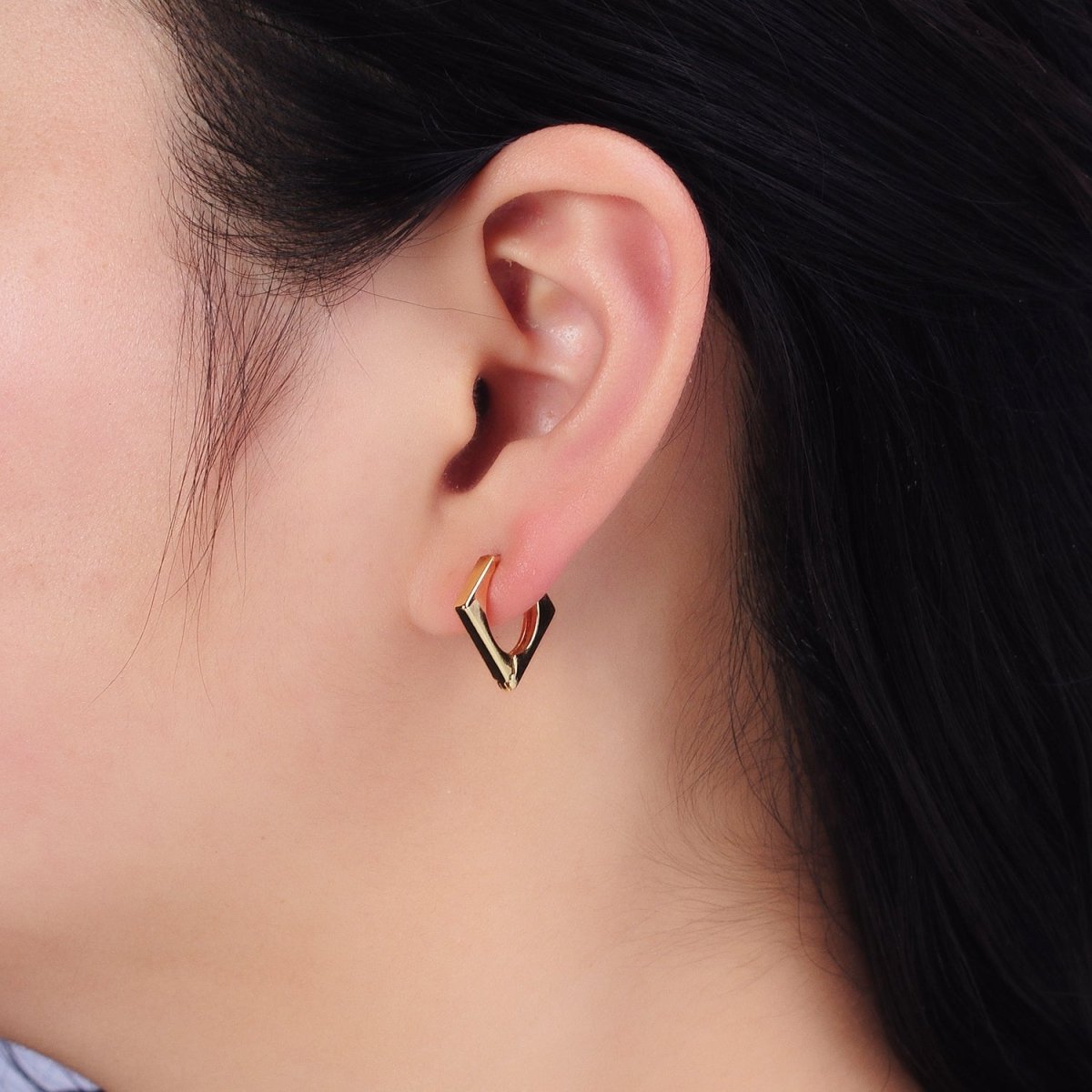 Dainty Triangle Hoop Earring Silver Geometric Huggie Earring Modern Jewelry AB-757 AB-758