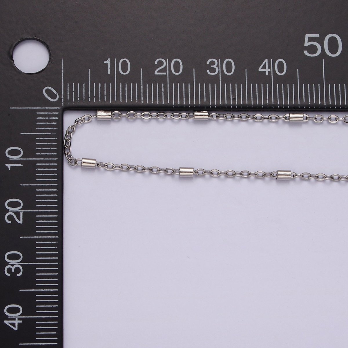 Dainty Tube Satellite Chain Necklace Stainless Steel 18 inch Tube cable Link Necklace in Silver | WA-2386 - DLUXCA