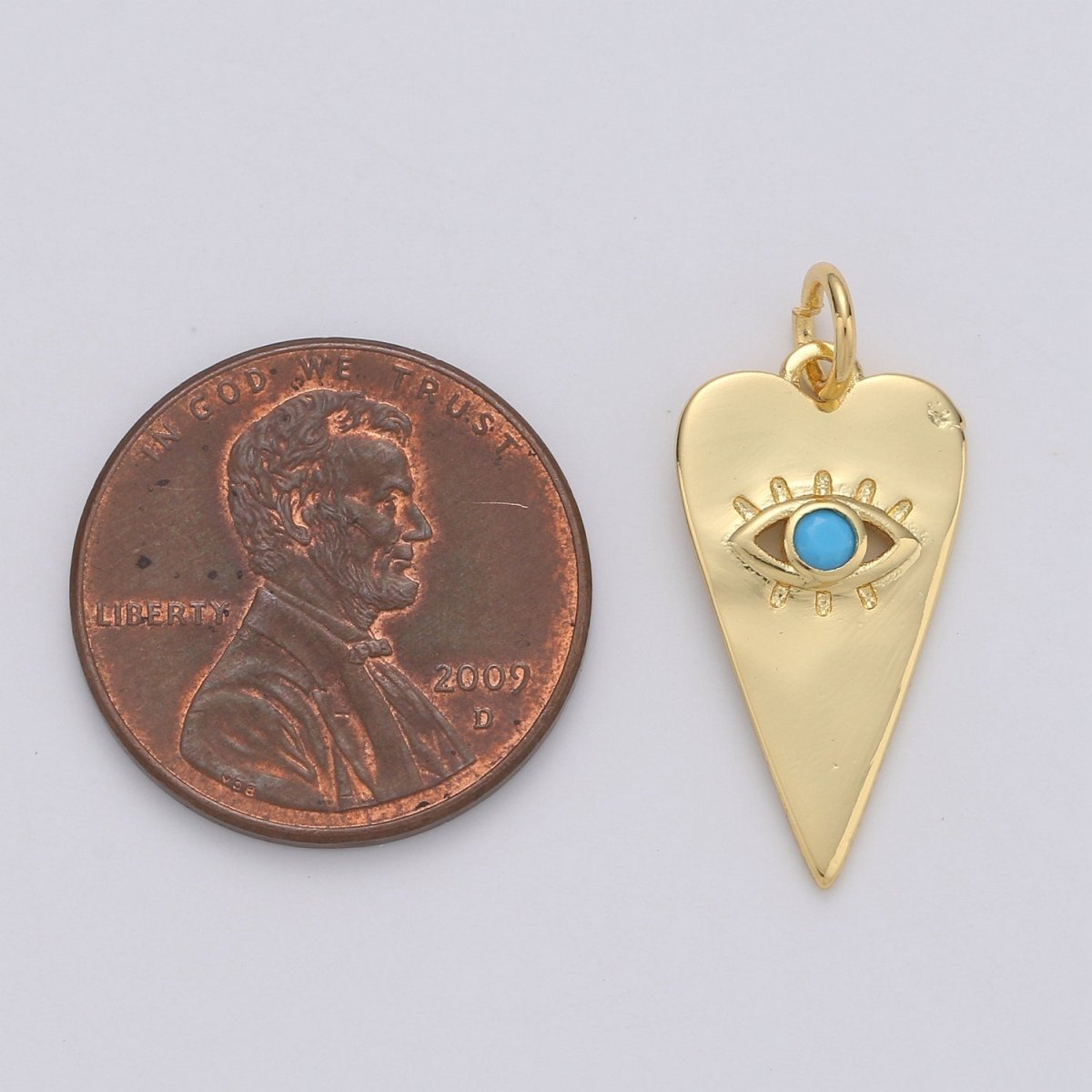 Dainty Turquoise Evil Eye Charm - 14k Gold Filled heart shaped Charm Gold Greek eye of Ra pendant D-124 D-125