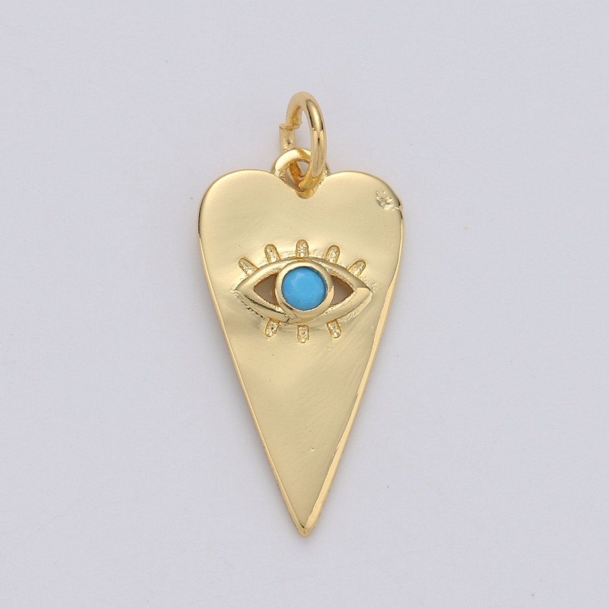 Dainty Turquoise Evil Eye Charm - 14k Gold Filled heart shaped Charm Gold Greek eye of Ra pendant D-124 D-125