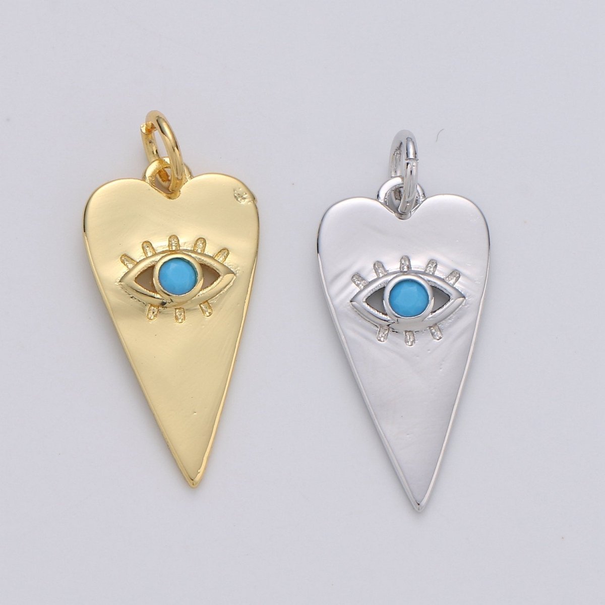 Dainty Turquoise Evil Eye Charm - 14k Gold Filled heart shaped Charm Gold Greek eye of Ra pendant D-124 D-125