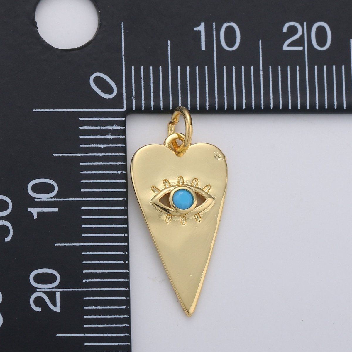 Dainty Turquoise Evil Eye Charm - 14k Gold Filled heart shaped Charm Gold Greek eye of Ra pendant D-124 D-125