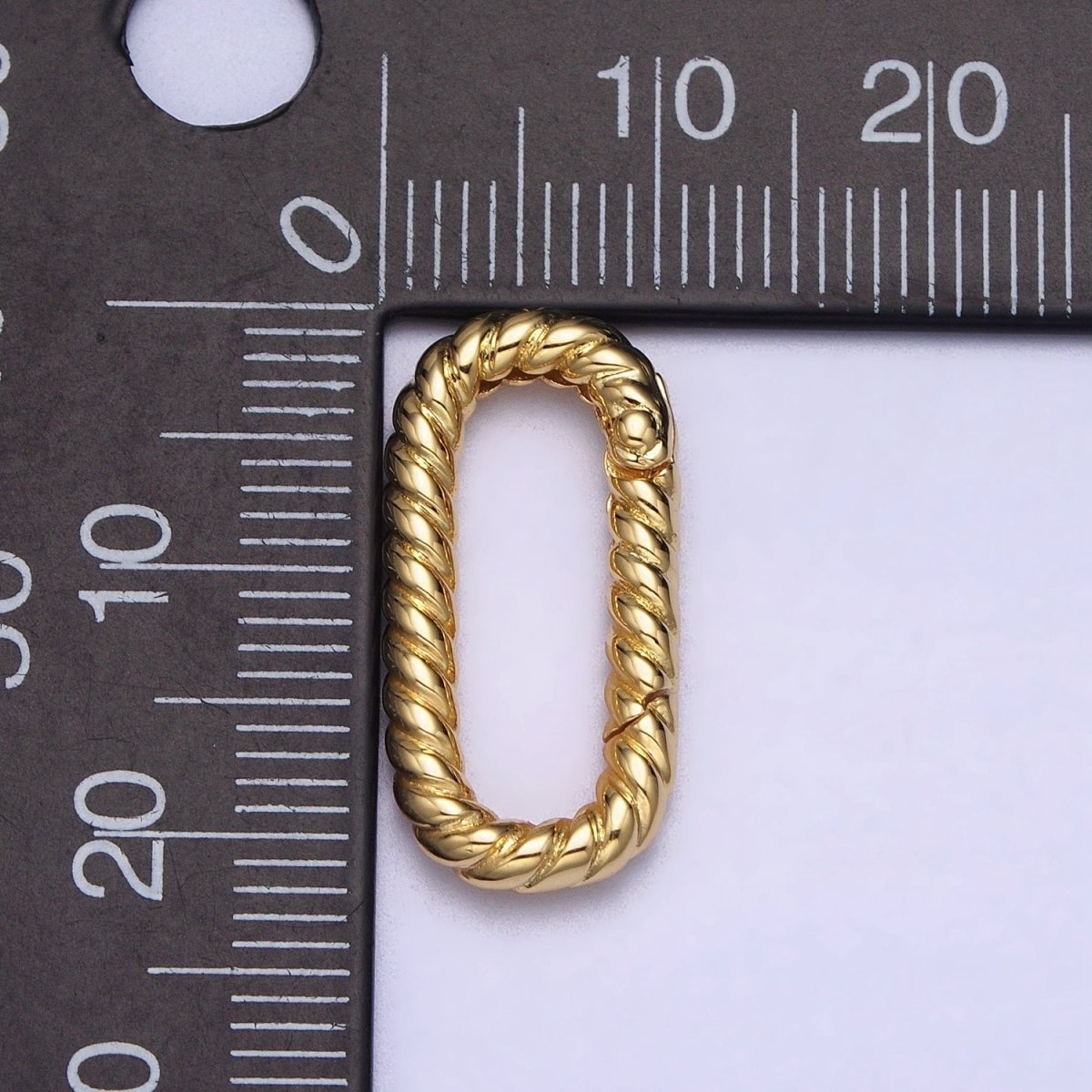 Dainty Twisted Rope Oval Gold Push Gate ring Oval Twisted Rope Ring Charm Holder Enhanced Link for Jewelry Supply Z-301 Z-302