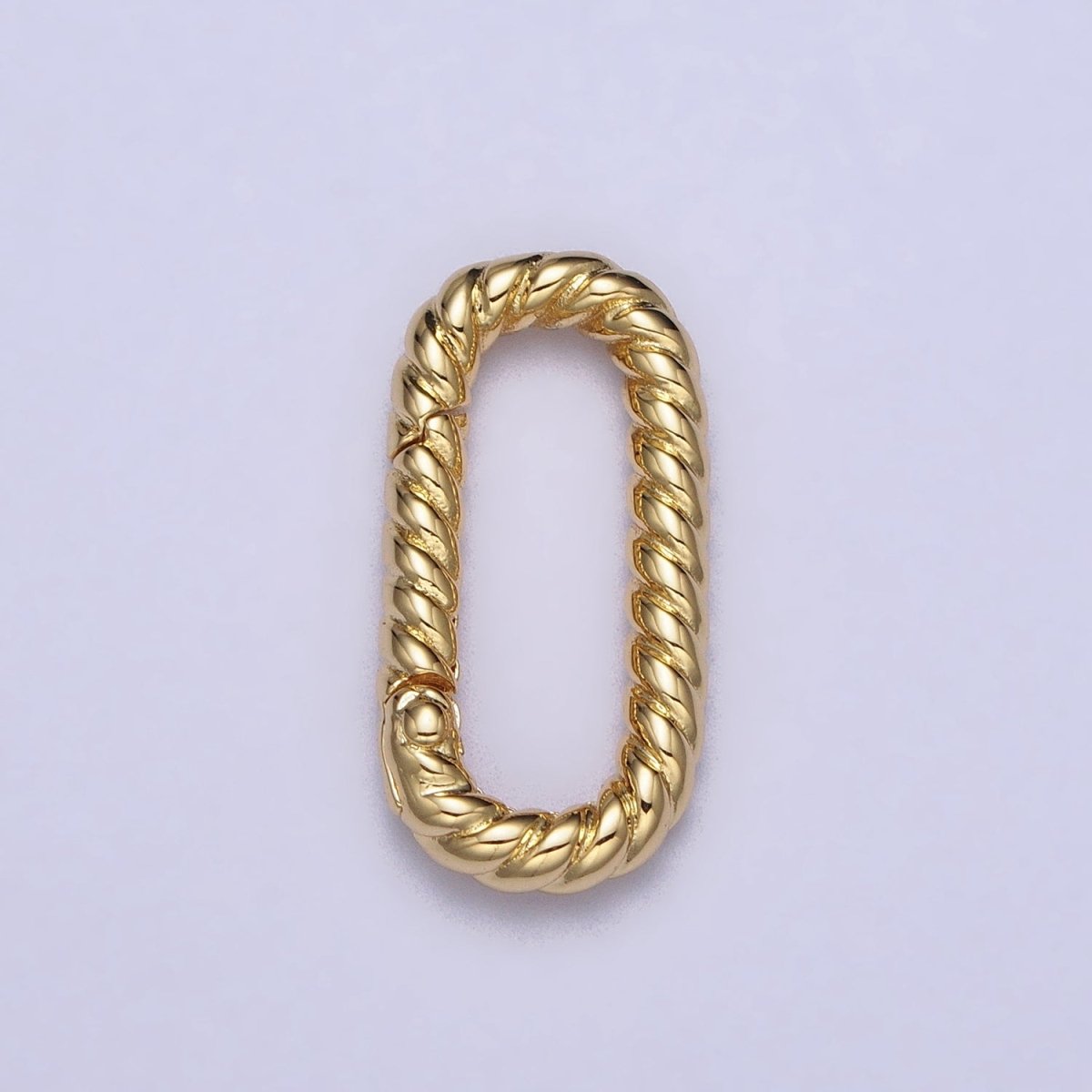 Dainty Twisted Rope Oval Gold Push Gate ring Oval Twisted Rope Ring Charm Holder Enhanced Link for Jewelry Supply Z-301 Z-302