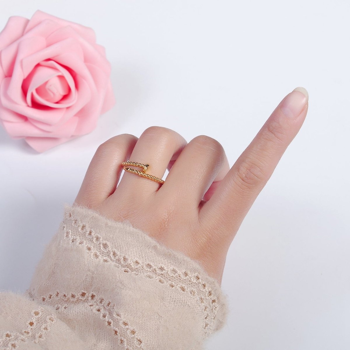 Dainty Twisted Rope Ring 14k Gold Filled Wrap Ring O-2141 - DLUXCA