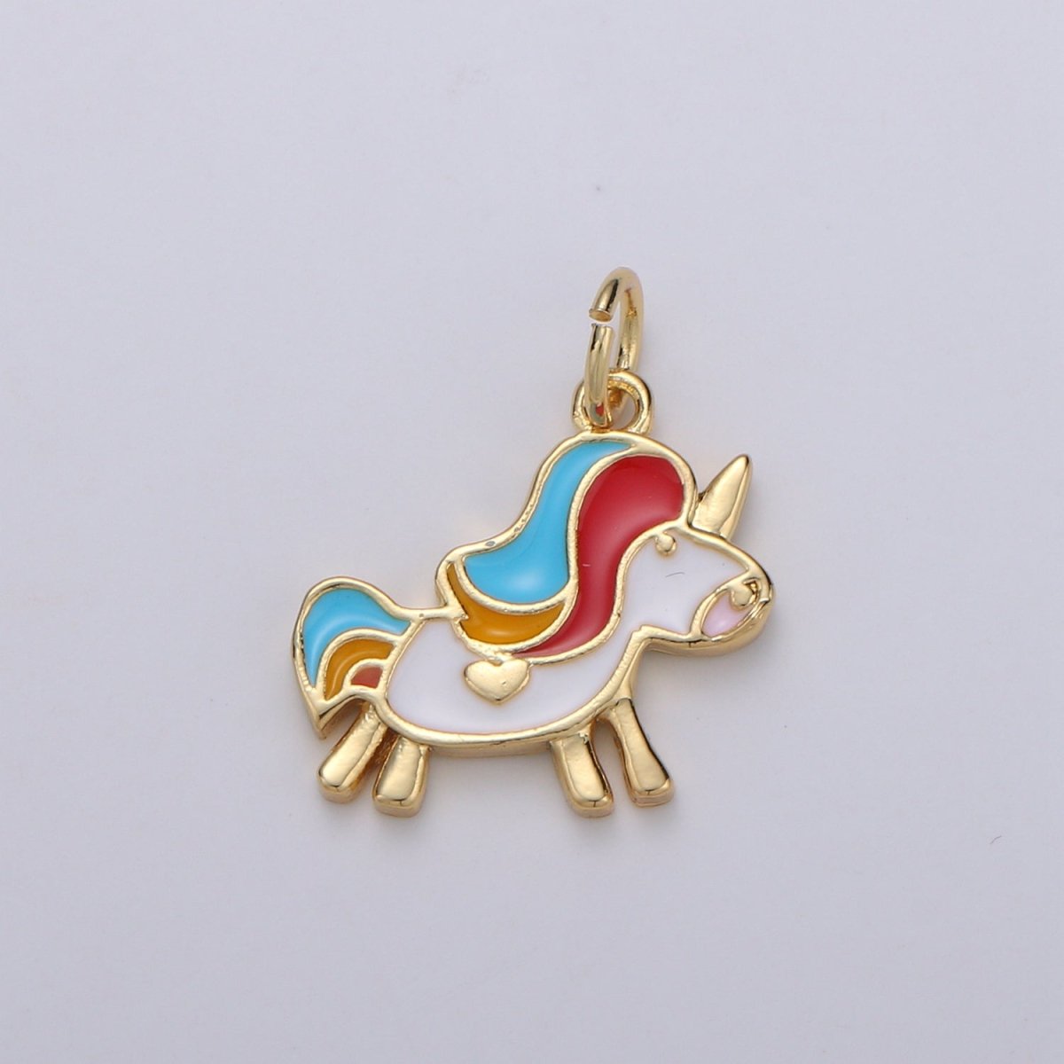 Dainty Unicorn Charms, Gold Blue Cartoon Unicorn Charm Pendant, Unicorn Charm Kids jewelry for Necklace Bracelet Earring Supply D-761