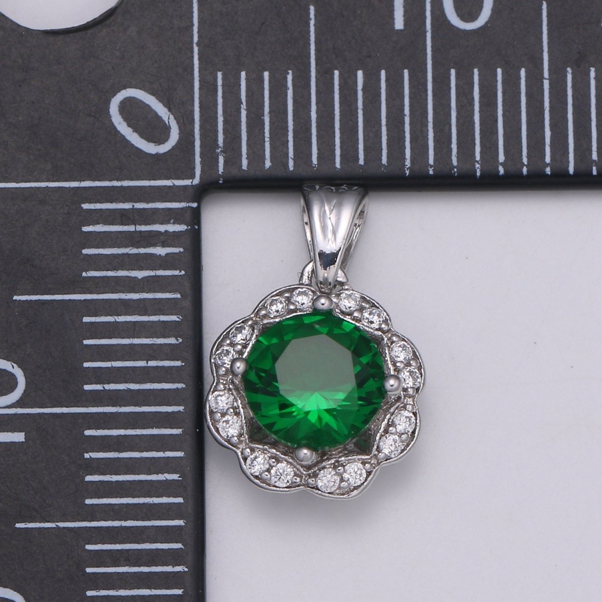 Dainty White Gold Filled Gem Stone Charm Silver Pendant Classic Diamond Round Cut Cubic Gemstone Necklace Earring for Jewelry Making