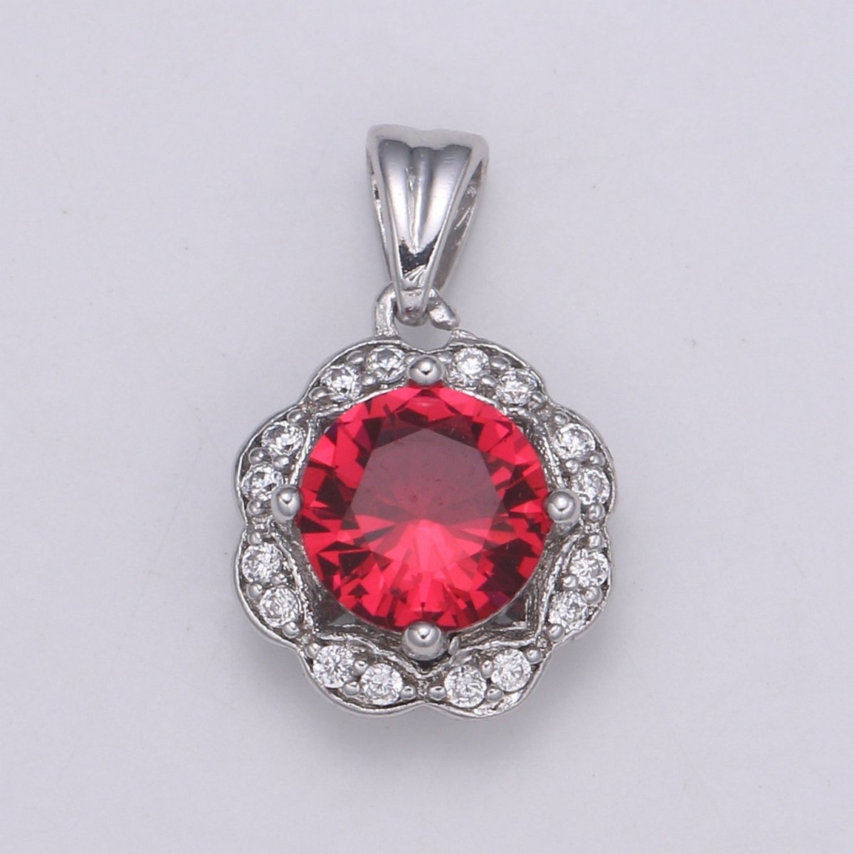 Dainty White Gold Filled Gem Stone Charm Silver Pendant Classic Diamond Round Cut Cubic Gemstone Necklace Earring for Jewelry Making
