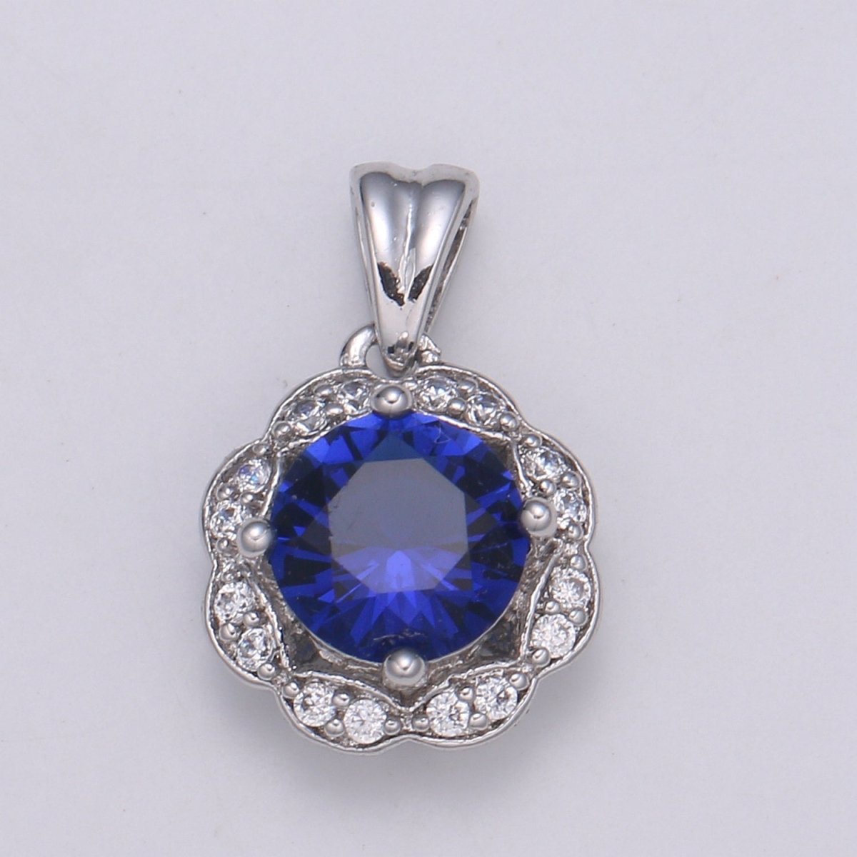 Dainty White Gold Filled Gem Stone Charm Silver Pendant Classic Diamond Round Cut Cubic Gemstone Necklace Earring for Jewelry Making