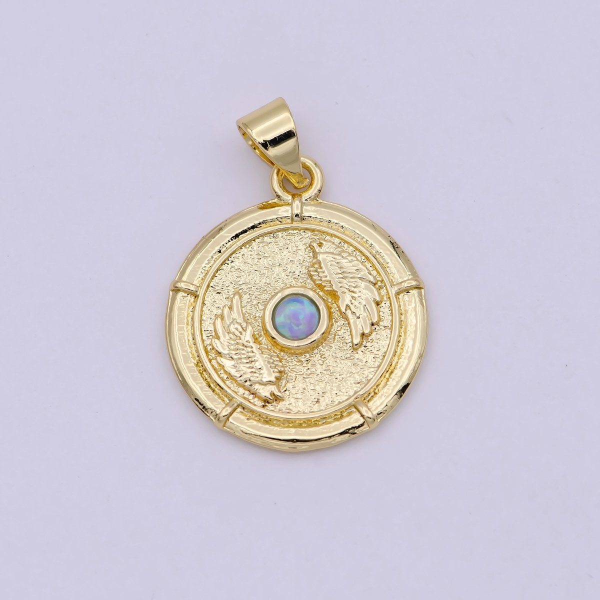 Dainty Wing Gold Opal Pendant Necklace / Blue Opal Angel Wing Charm for Necklace Bracelet Supply H-557 H-560