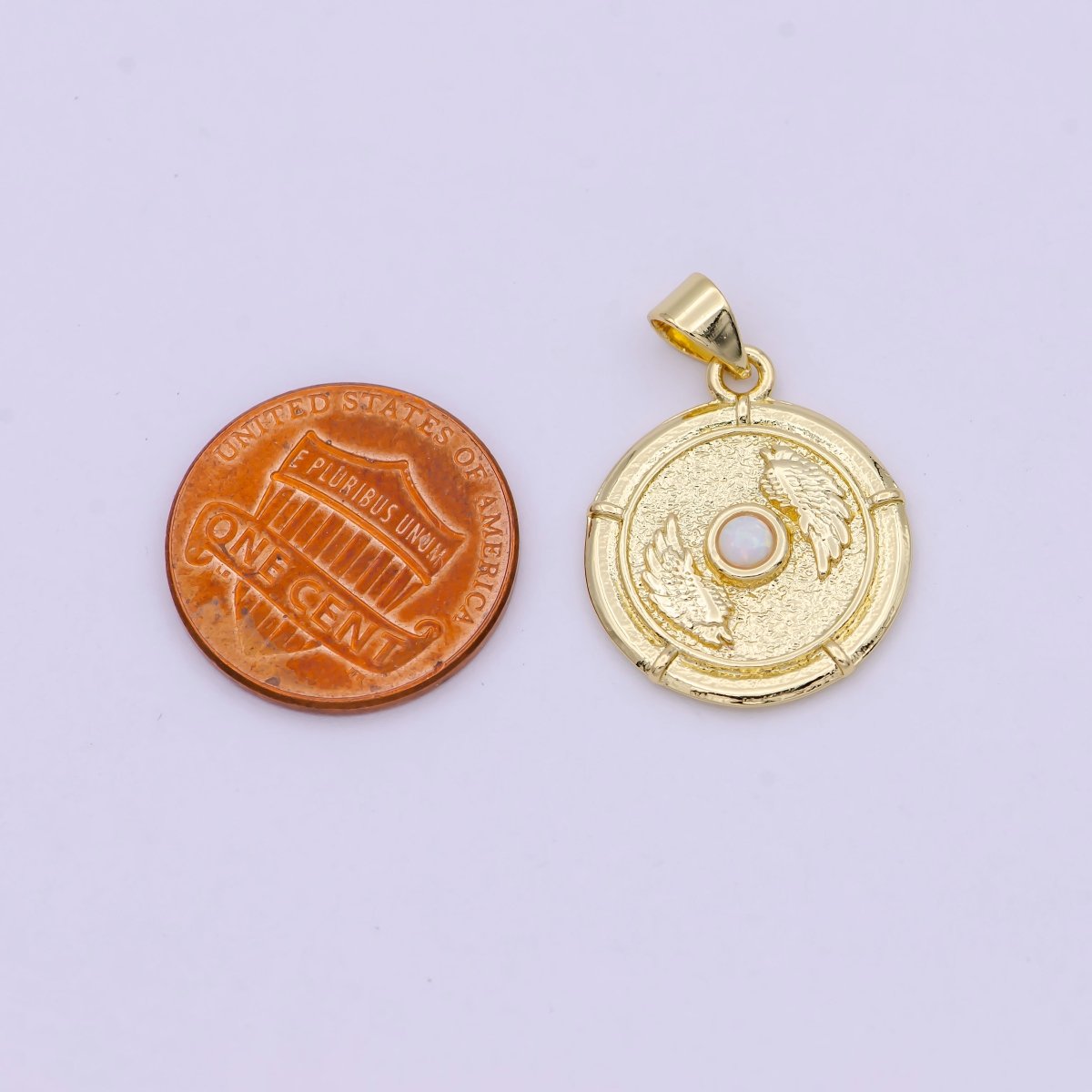 Dainty Wing Gold Opal Pendant Necklace / Blue Opal Angel Wing Charm for Necklace Bracelet Supply H-557 H-560