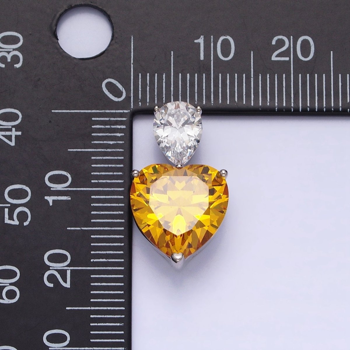Dainty Yellow Citrine Cubic Zirconia Heart Pendant for Valentine Jewelry AA248 - DLUXCA