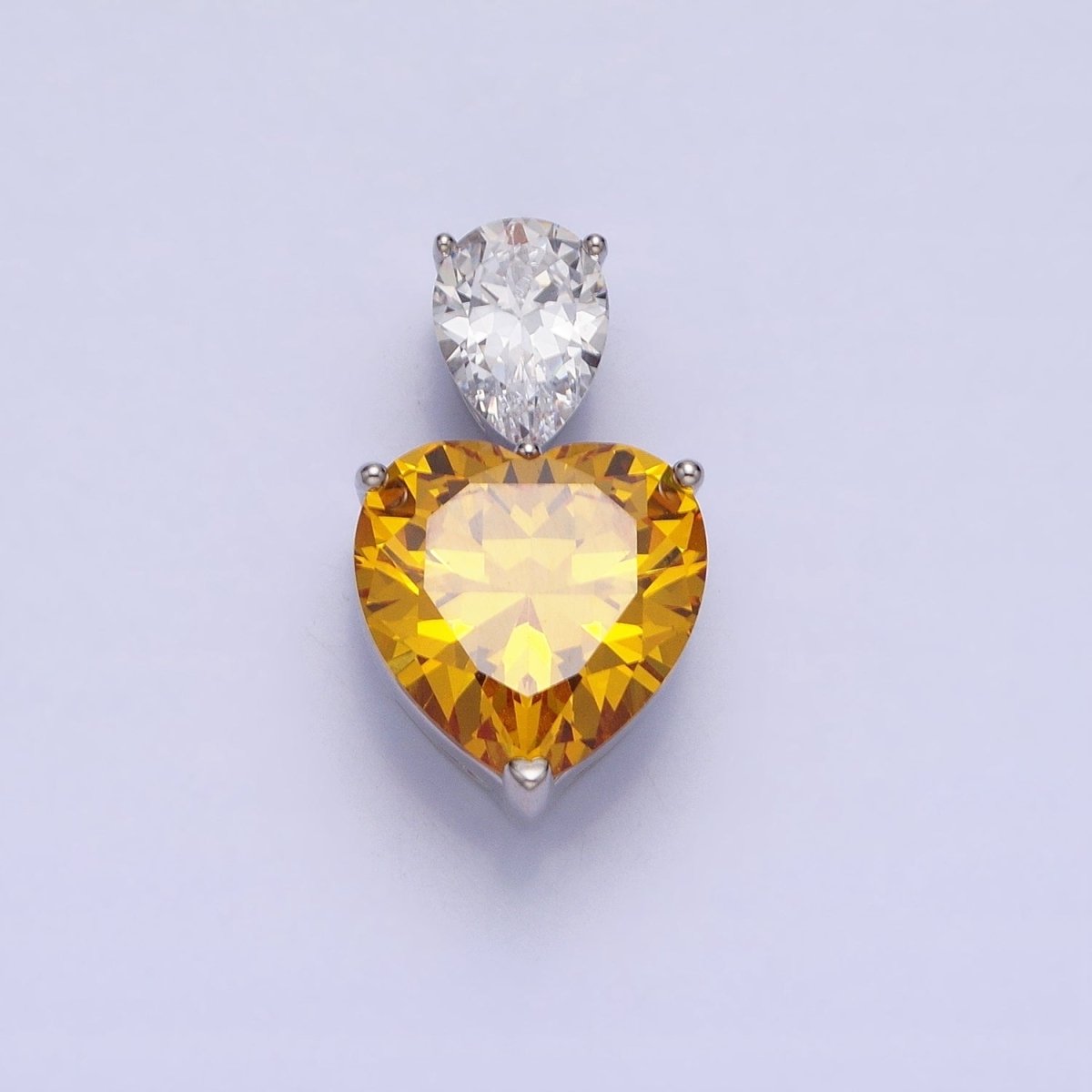 Dainty Yellow Citrine Cubic Zirconia Heart Pendant for Valentine Jewelry AA248 - DLUXCA