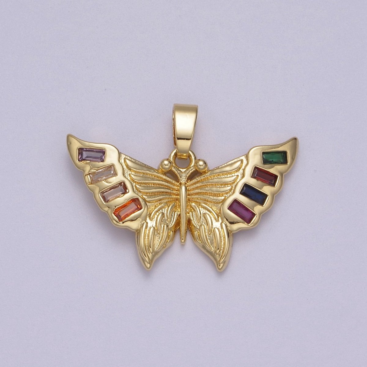 Dainty Yellow Gold Mariposa Butterfly Cham Pendant N-599 - DLUXCA