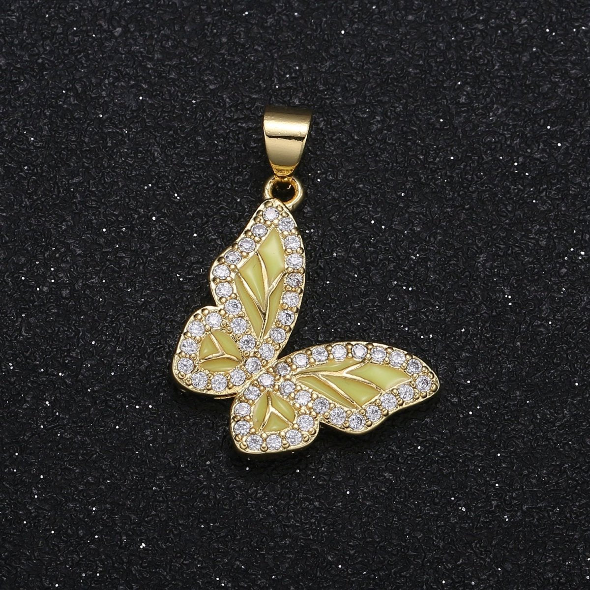 Dainty Yellow Green Orange Butterfly Charm CZ Gold Plated Mariposa Monarch Animal Nature Charm Pendant GP-088 GP-089 GP-090