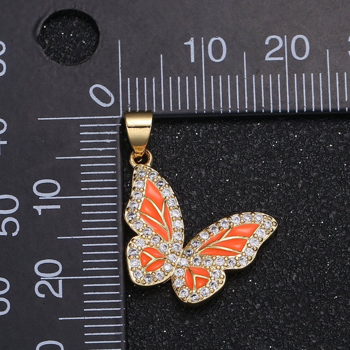 Dainty Yellow Green Orange Butterfly Charm CZ Gold Plated Mariposa Monarch Animal Nature Charm Pendant GP-088 GP-089 GP-090