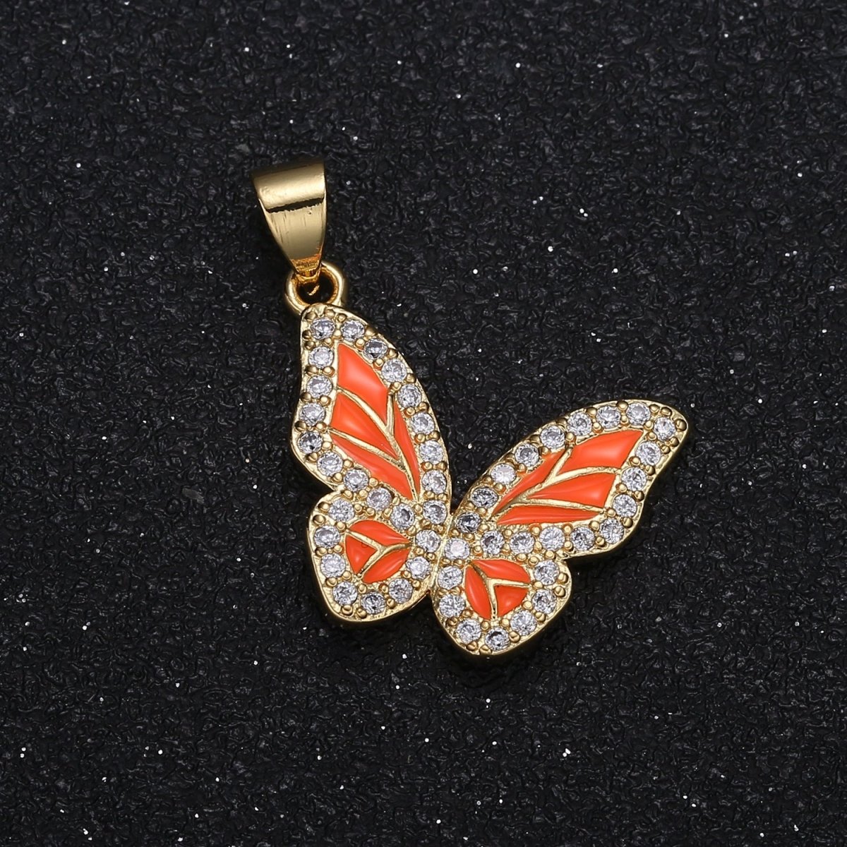 Dainty Yellow Green Orange Butterfly Charm CZ Gold Plated Mariposa Monarch Animal Nature Charm Pendant GP-088 GP-089 GP-090