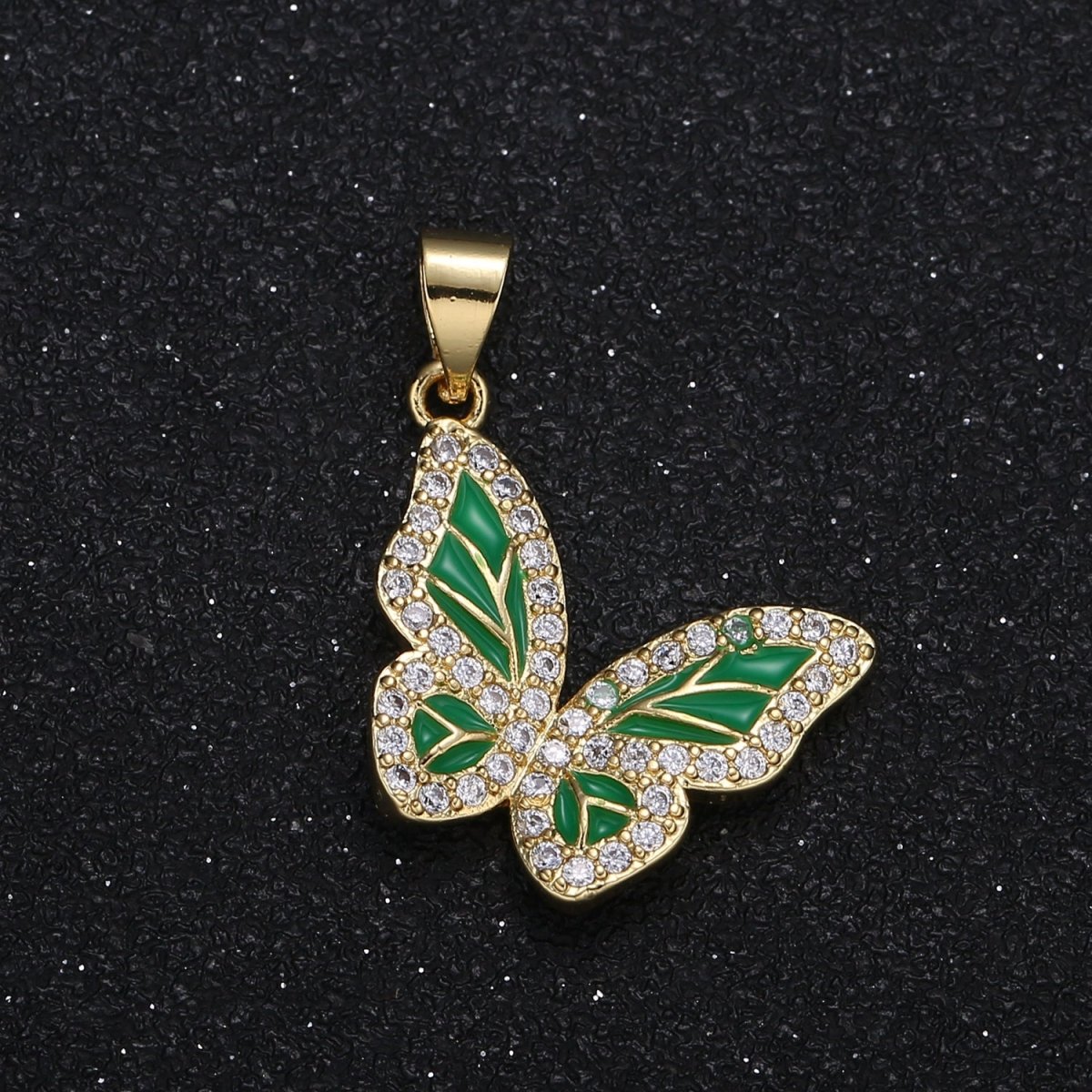Dainty Yellow Green Orange Butterfly Charm CZ Gold Plated Mariposa Monarch Animal Nature Charm Pendant GP-088 GP-089 GP-090