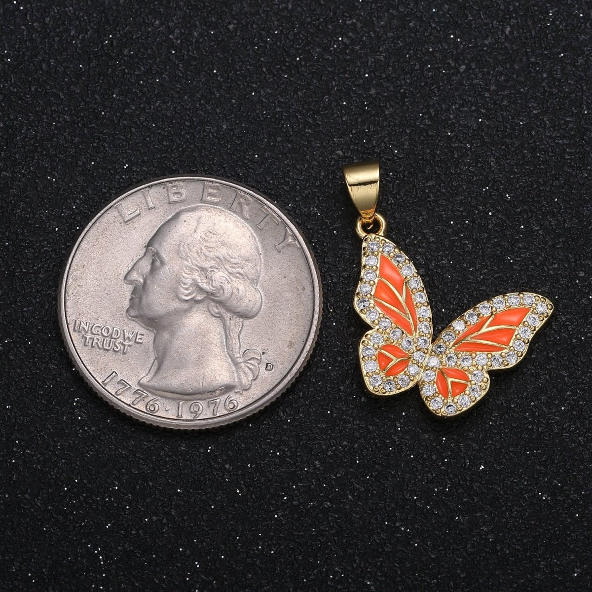 Dainty Yellow Green Orange Butterfly Charm CZ Gold Plated Mariposa Monarch Animal Nature Charm Pendant GP-088 GP-089 GP-090