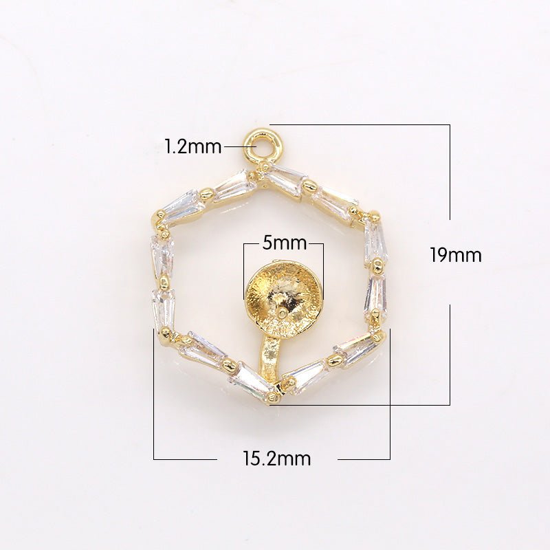 Dainty Zirconia Hexagon Charm Tiny CZ Simple Shape Charm Pendant GP-282