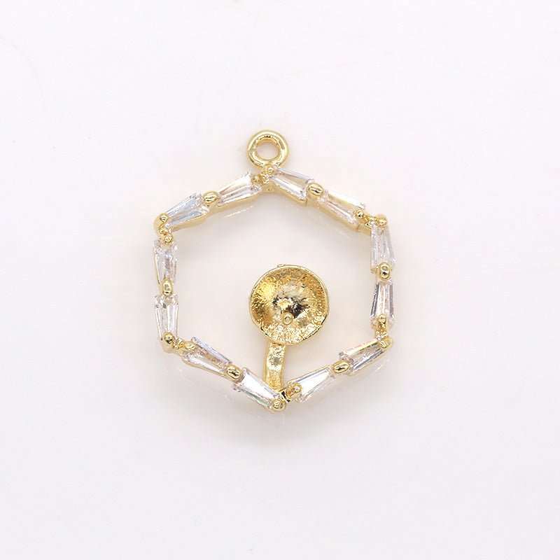 Dainty Zirconia Hexagon Charm Tiny CZ Simple Shape Charm Pendant GP-282