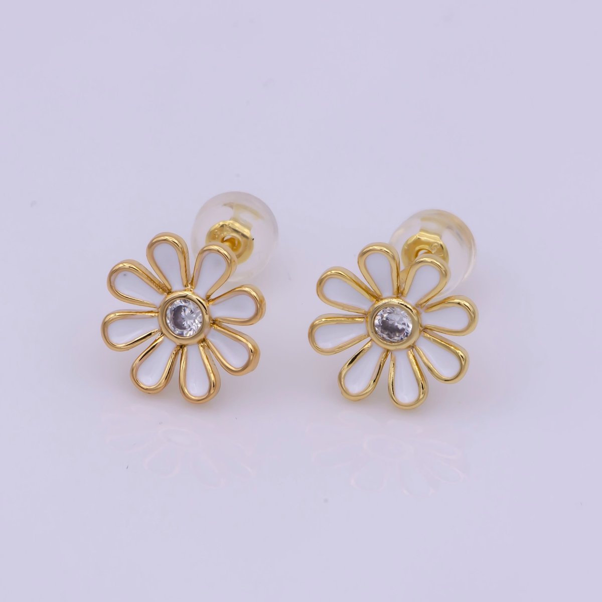 Daisy Earring Studs Floral Flower 18K Gold Plated Cute Dainty Earring for Gift T-198 ~ T-200