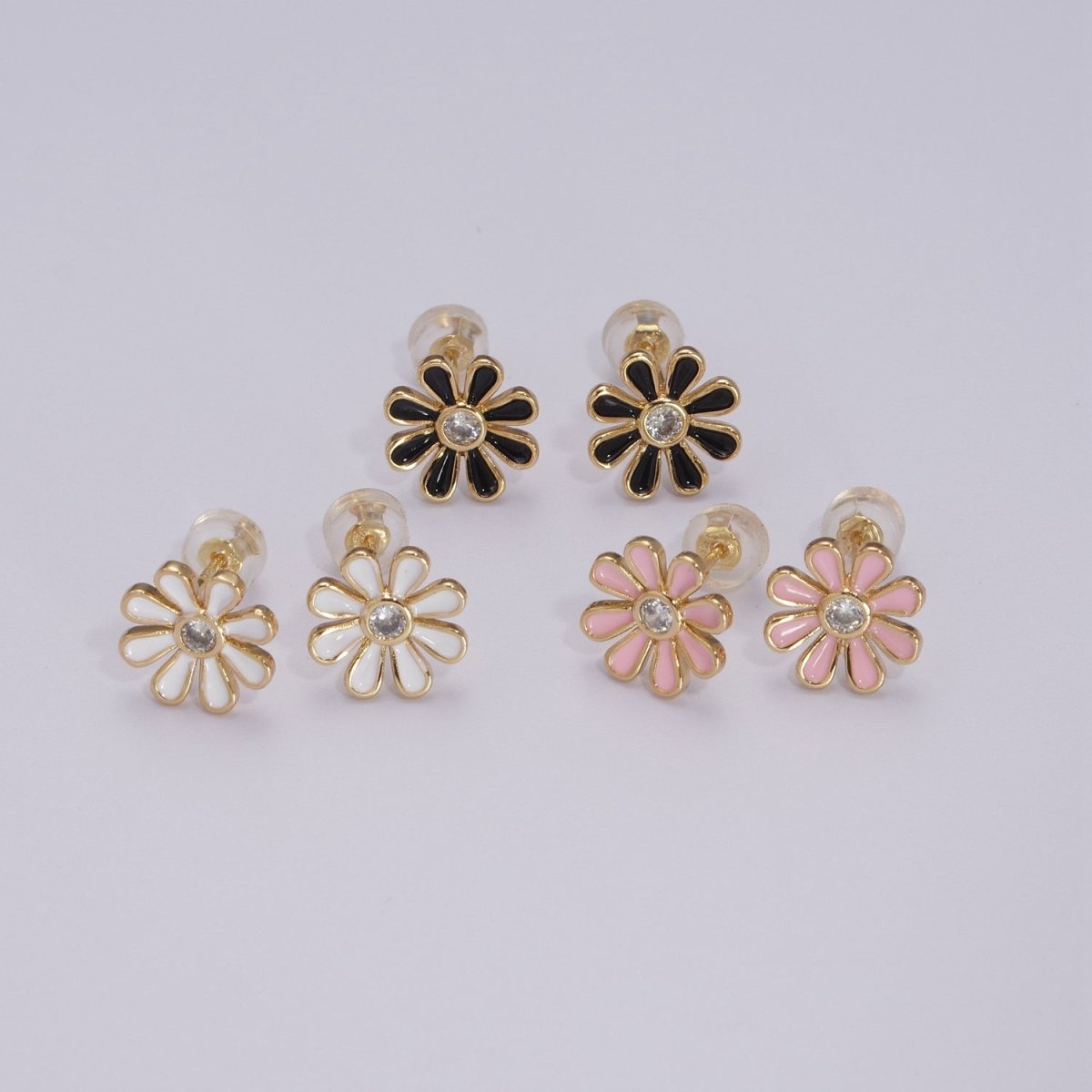 Daisy Earring Studs Floral Flower 18K Gold Plated Cute Dainty Earring for Gift T-198 ~ T-200