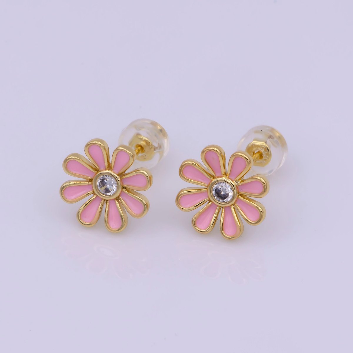 Daisy Earring Studs Floral Flower 18K Gold Plated Cute Dainty Earring for Gift T-198 ~ T-200
