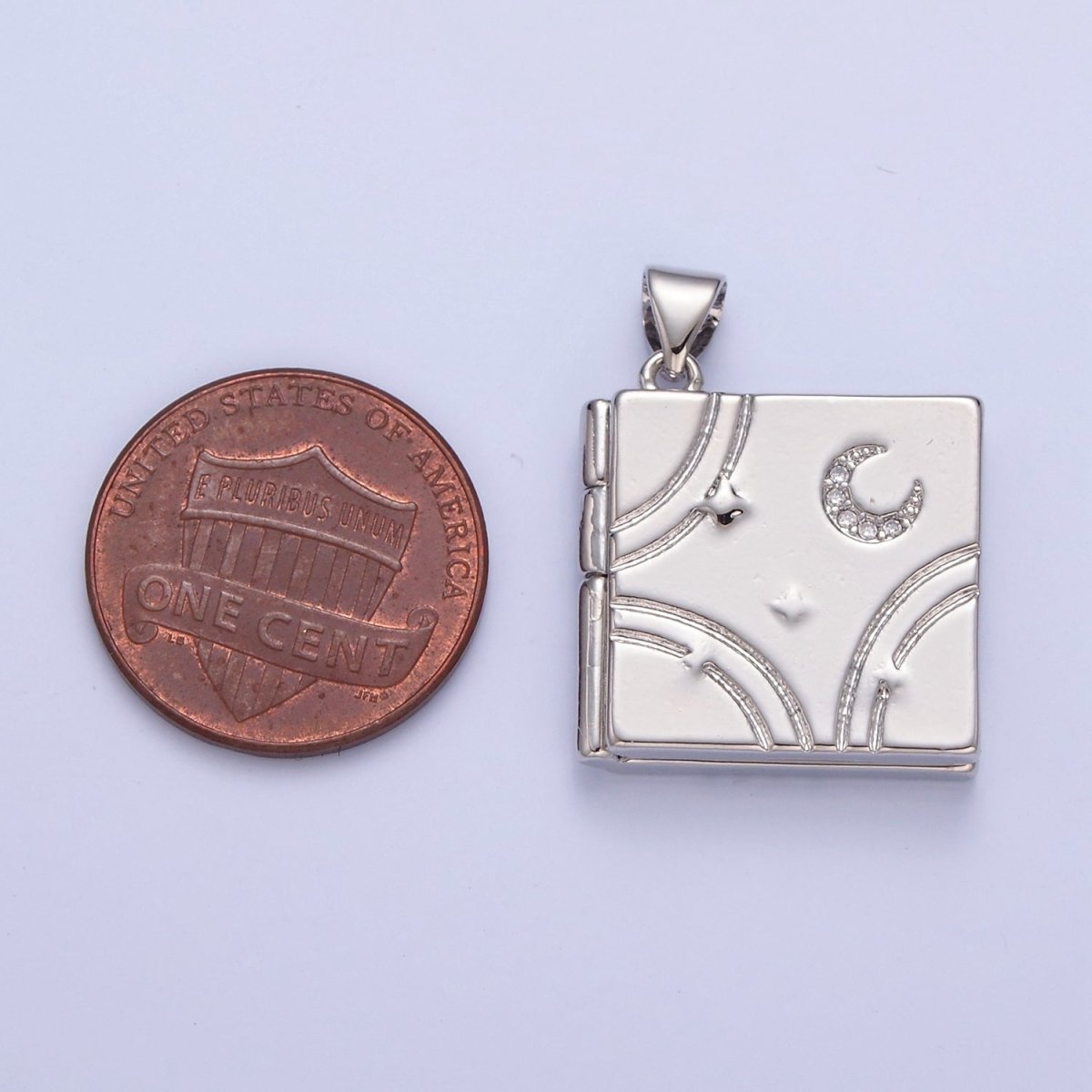 Dangle Book Locket Pendant Crescent Moon Star Locket Charm Necklace 14K Gold Filled I-233 I-236