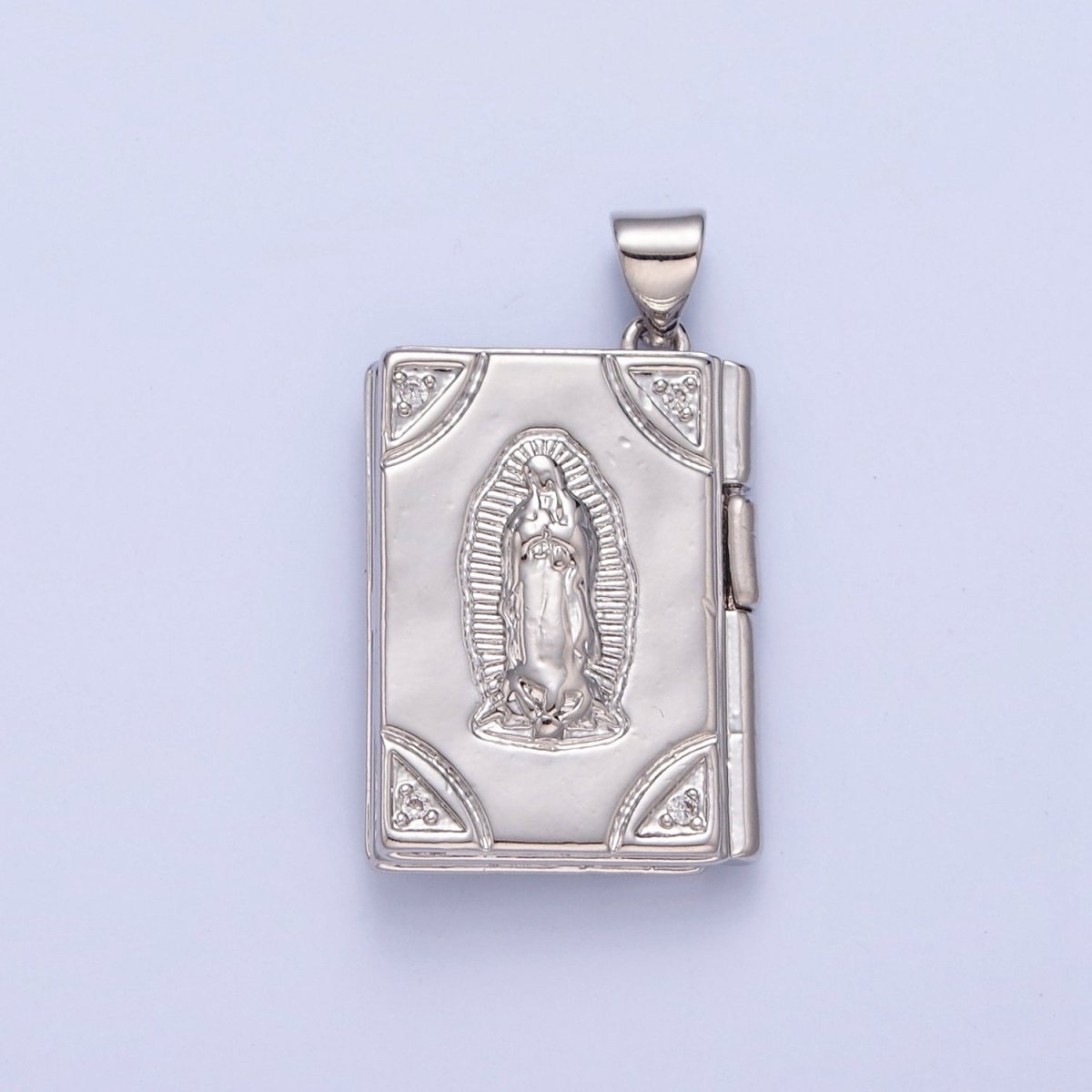 Dangle Book Locket Pendant VIRGIN MARY Lady Guadalupe Locket Charm Necklace 14K Gold Filled I-227 I-230