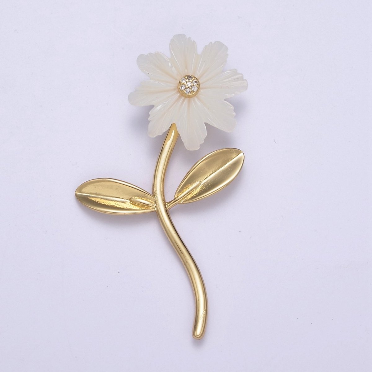 Dangle Carved White Pearl flower Poppy Charm / Daisy pendant for Necklace Charm Minimalist Jewelry H-061 H-067