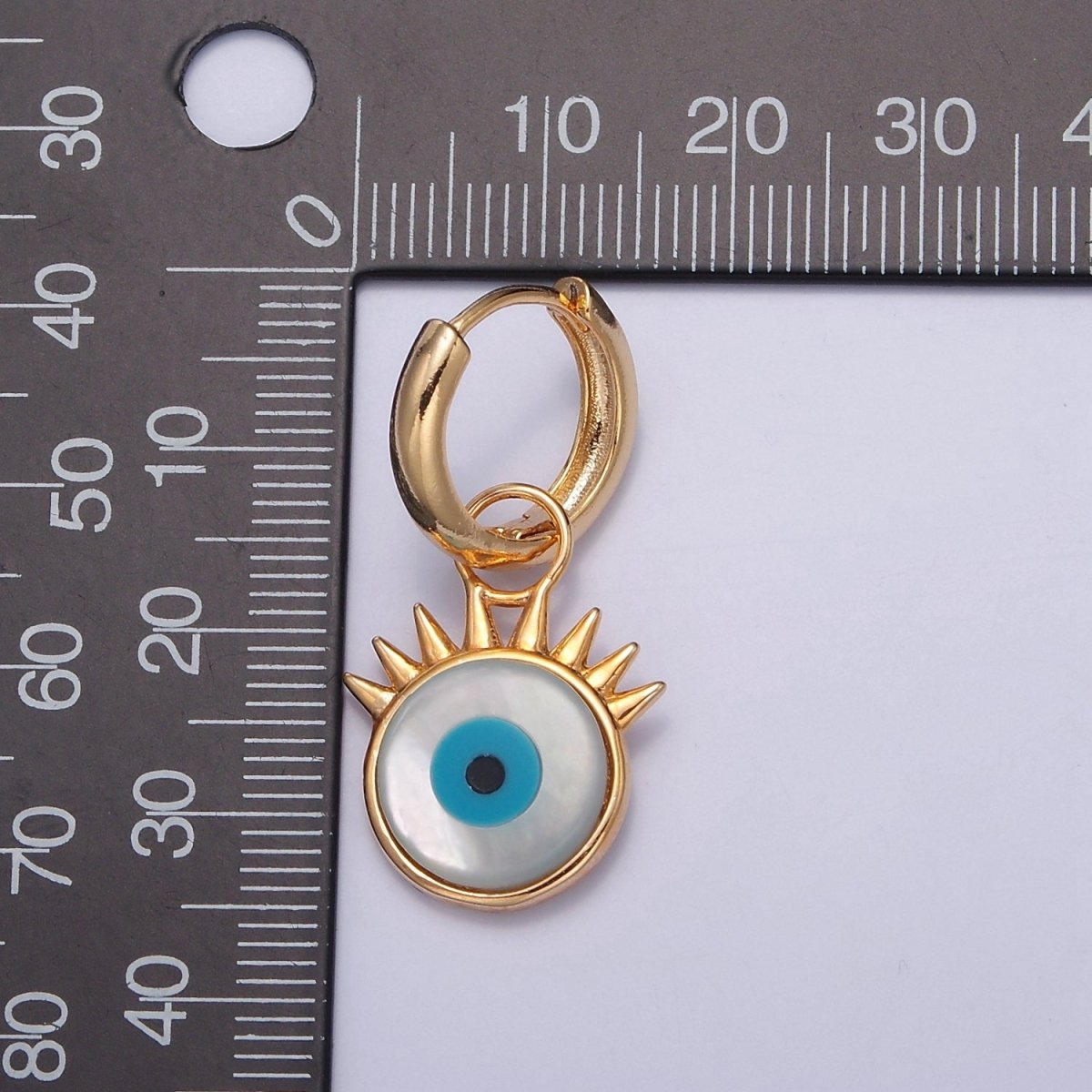 Dangle Evil Eye Charm 16K Gold Filled Huggie Earring T-432 - DLUXCA