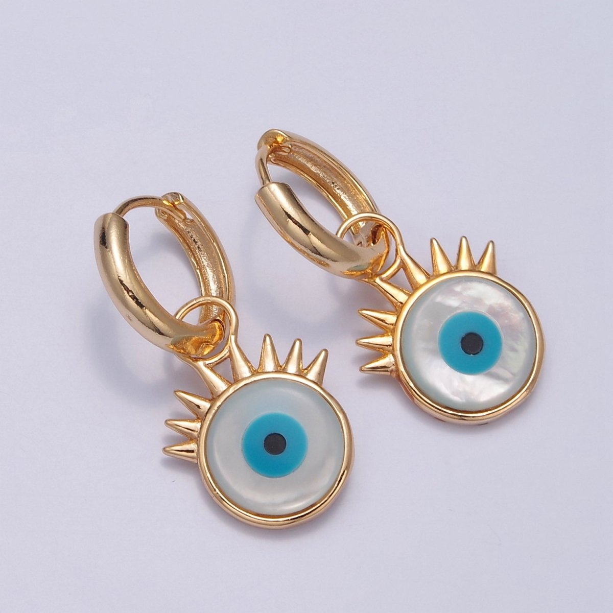 Dangle Evil Eye Charm 16K Gold Filled Huggie Earring T-432 - DLUXCA